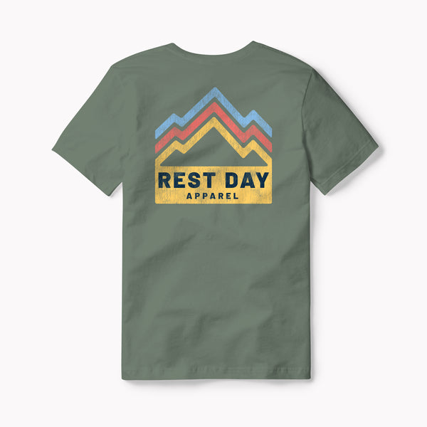Organic Cotton Unisex Moss Green Mountain Trails T-Shirt