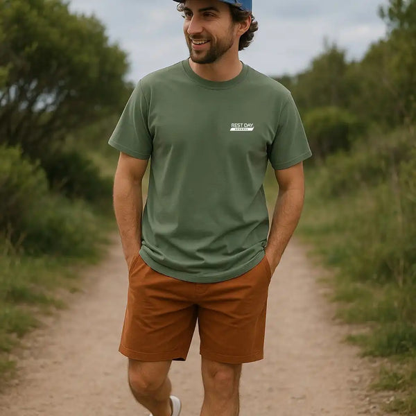 Organic Cotton Unisex Moss Green Mountain Trails T-Shirt