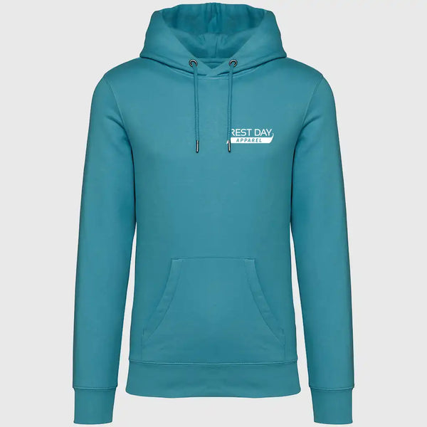 Organic Cotton Unisex Adriatic Blue Mountain Trails Hoody