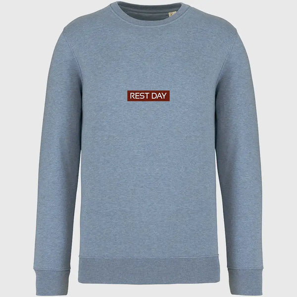 Organic Cotton Unisex Cool Blue Heather Stamp Sweatshirt