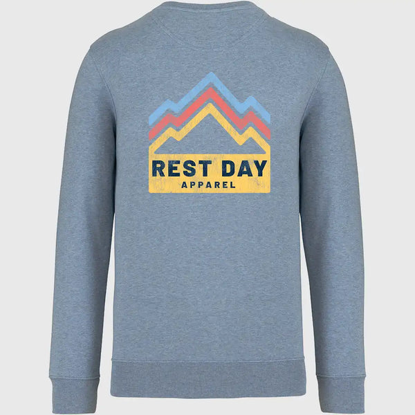 Organic Cotton Unisex Cool Blue Heather Mountain Trails Sweatshirt