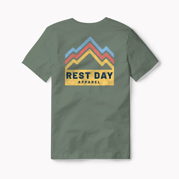 Organic Cotton Unisex Moss Green Mountain Trails T-Shirt