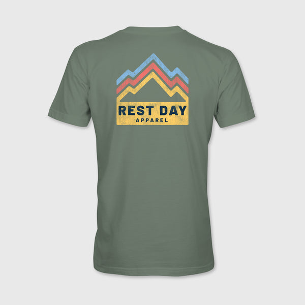 Organic Cotton Unisex Moss Green Mountain Trails T-Shirt