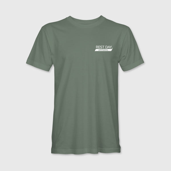 Organic Cotton Unisex Moss Green Mountain Trails T-Shirt