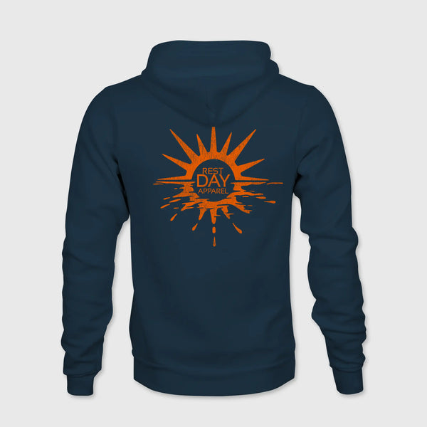 Organic Cotton Unisex Peacock Blue Melting Sun Hoody