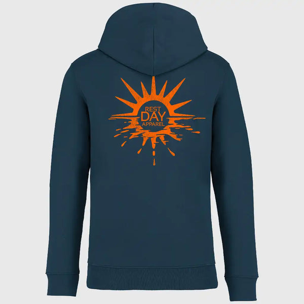 Organic Cotton Unisex Peacock Blue Melting Sun Hoody