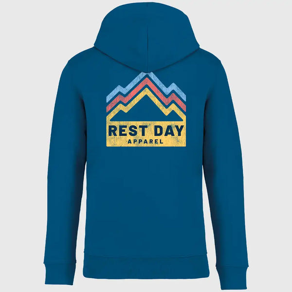 Organic Cotton Unisex Sapphire Blue Mountain Trails Hoody