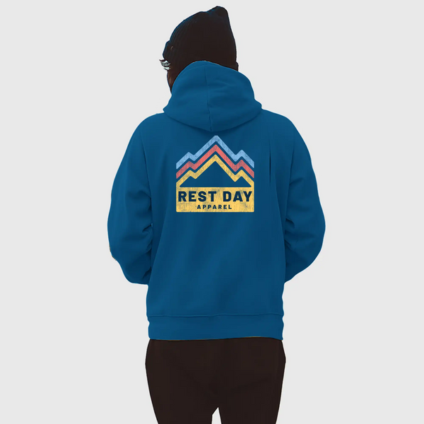 Organic Cotton Unisex Sapphire Blue Mountain Trails Hoody