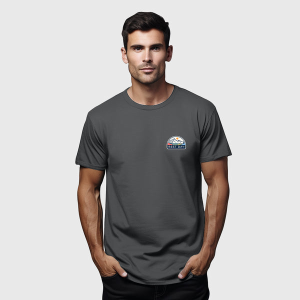 Organic Cotton Unisex Iron Grey Vibrant Valleys Pocket T-Shirt